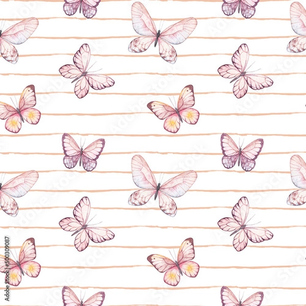 Obraz watercolor butterfly seamless pattern