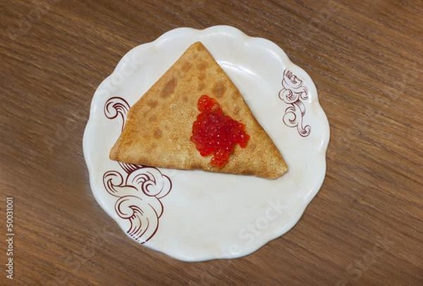 Obraz Pancakes with red caviar