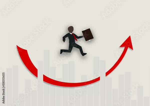Fototapeta business person with graph, market statistic analysis