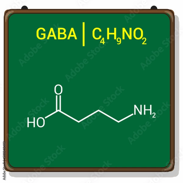 Fototapeta chemical structure of gamma-Aminobutyric acid or GABA (C4H9NO2)