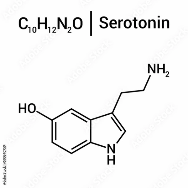 Fototapeta chemical structure of Serotonin (C10H12N2O)