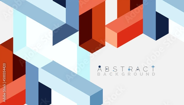 Fototapeta Abstract background. 3d cubes, cubic elements and blocks. Techno or business concept for wallpaper, banner, background, landing page