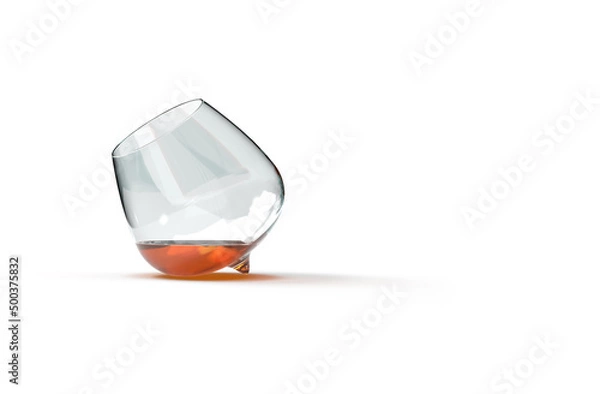 Obraz Cognac glass isolated on white background 3D rendering