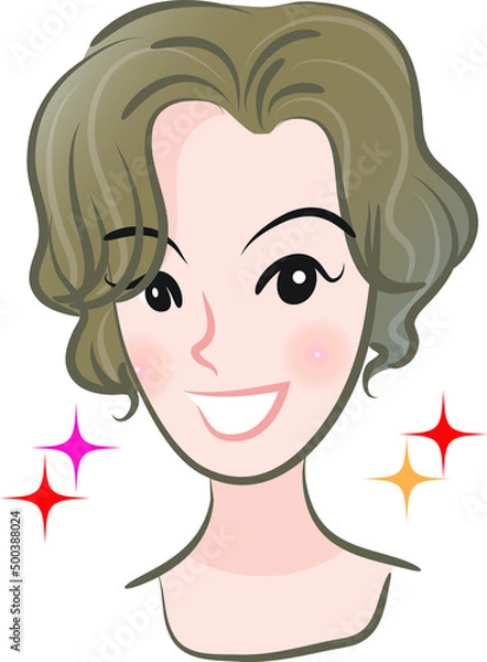 Fototapeta Vector drawing cute cartoon face