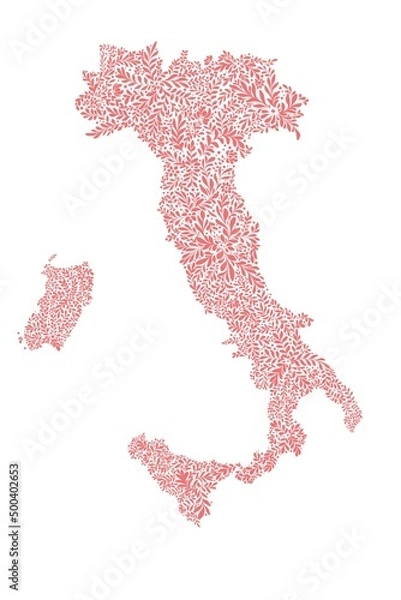 Obraz Floral Italy map