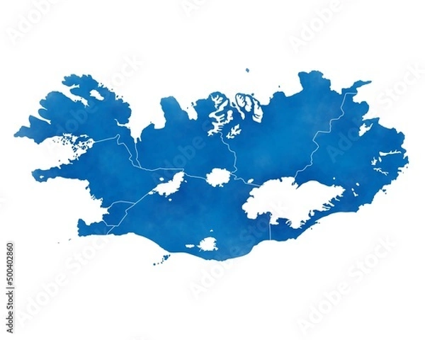 Obraz Blue Iceland map silhouette