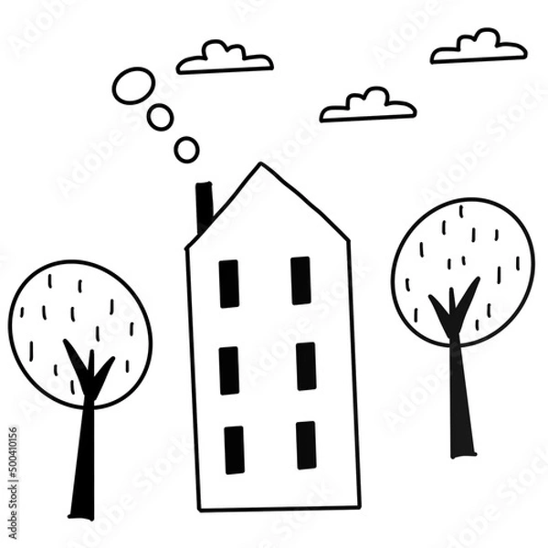 Fototapeta House and trees