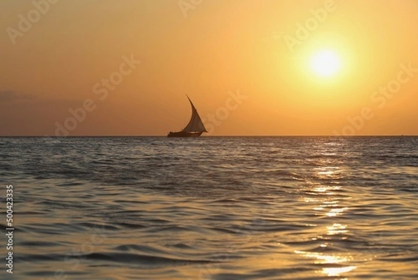 Obraz Zanzibar sailboat at sunset