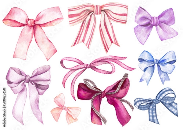 Obraz watercolor bows clipart set