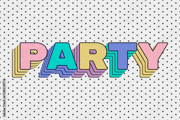 Fototapeta 90's party text effect with shadow print 