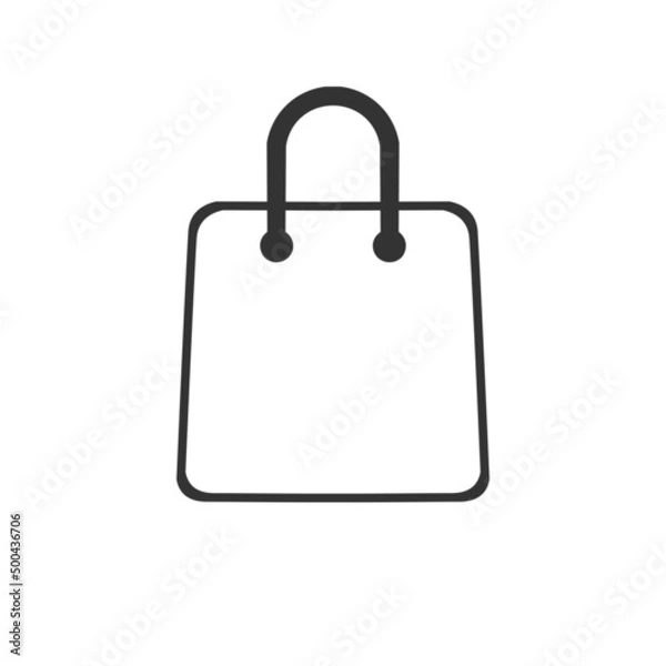Fototapeta Shopping bag icon in flat style. Handbag sign vector illustration on white isolated background. Package business concept.