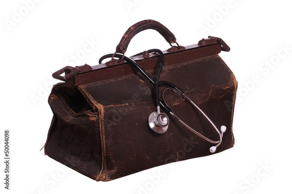 Obraz old bag with stethoscope
