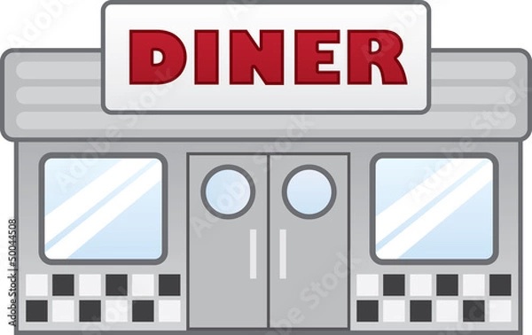 Fototapeta Isolated diner restaurant with large sign