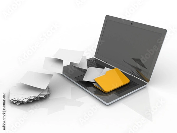 Obraz 3d rendering Folder connected to computer network
