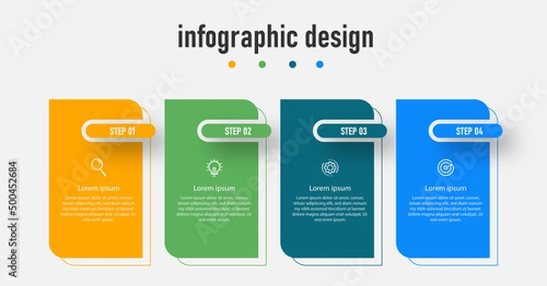 Fototapeta Infographic design for business concept. Can be used for info graphics, flow charts, presentations, web sites, banners, label template with icons. 4 options or steps.
