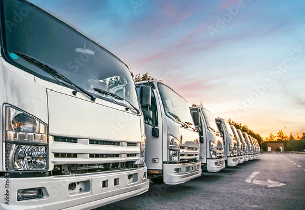 Obraz Delivery Trucks fleet in a row