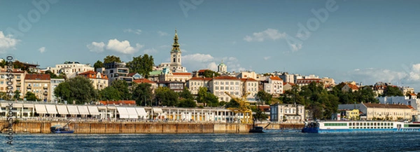 Obraz Old Belgrade Sava river port summer day panorama