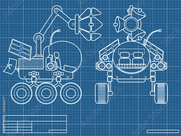 Fototapeta blueprint with the scheme of planet rover