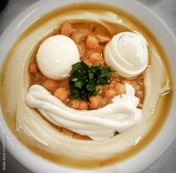 Obraz Hummus platewith a smiley