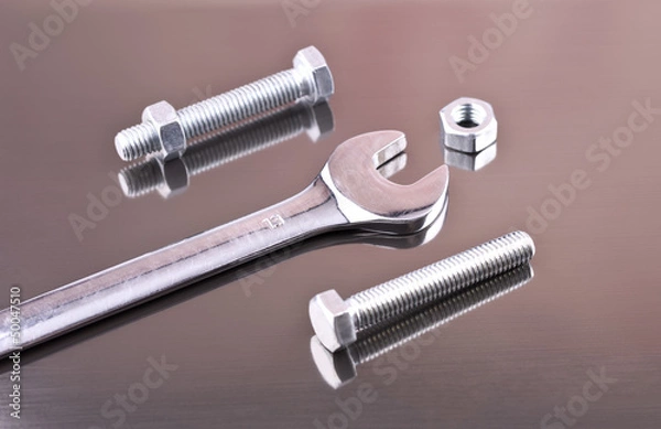 Obraz Wrench, nuts and bolts