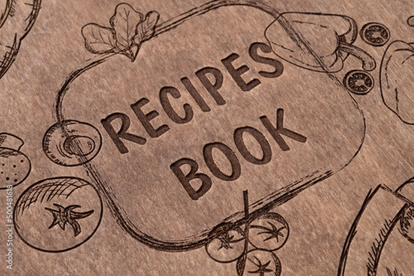 Fototapeta wooden bound recipe book