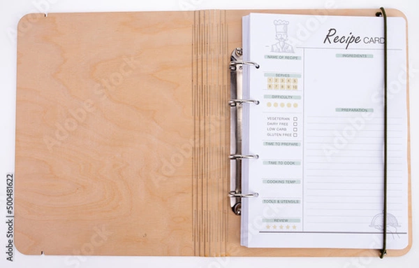 Fototapeta wooden bound recipe book
