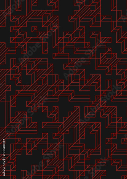 Fototapeta Implementation of Edward Zajec’s “Il Cubo” from 1971. Essentially a Truchet tile set of 8 tiles and rules for placement art illustration