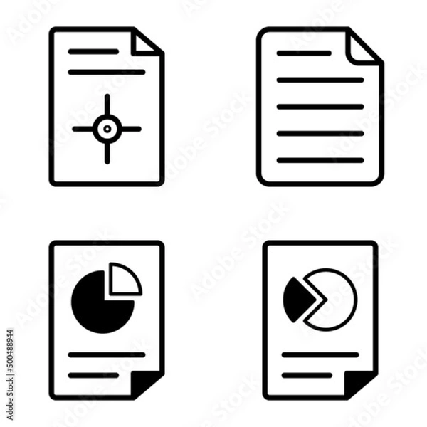 Fototapeta Docs1-2 Flat Icon Set Isolated On White Background