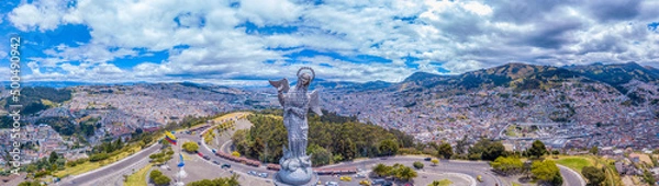 Obraz The most famous tourist attraction in Quito, Ecuador is "Our Lady of Quito". It is located on the top of a mountain at an altitude of 3,000 meters.