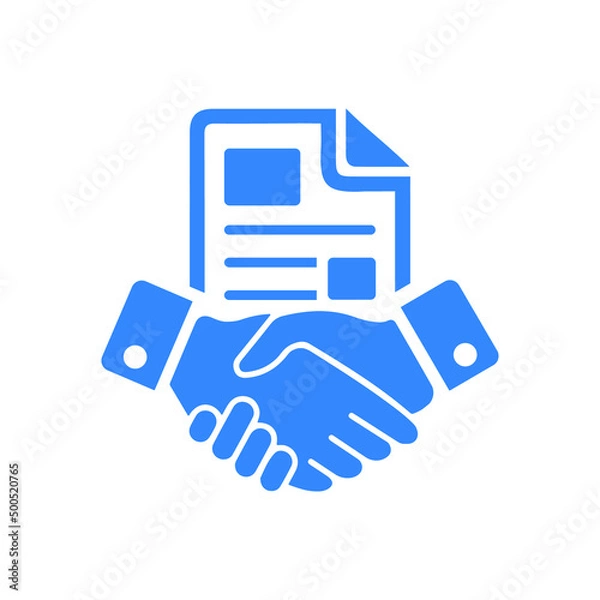Fototapeta Business, Contract icon. Blue vector sketch.