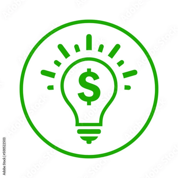 Fototapeta Conversion, cash, money, light icon. Green vector sketch.