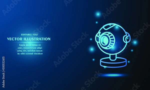 Obraz Glowing webcam isolated on blue background