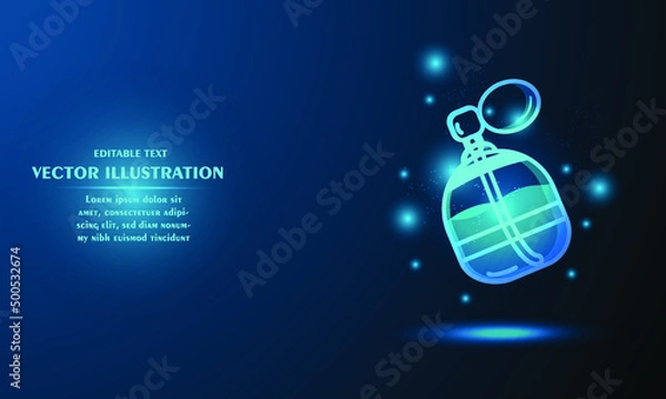 Obraz Glowing perfume isolated on blue background