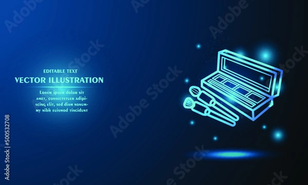 Obraz Glowing makeup isolated on blue background