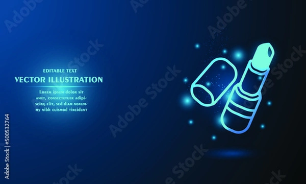 Obraz Glowing lipstick isolated on blue background