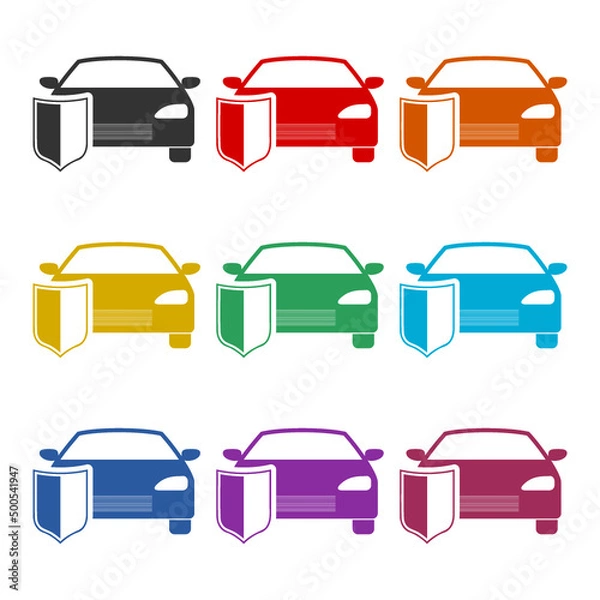 Fototapeta Car secure icon color set