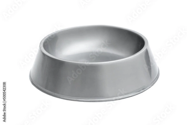Fototapeta Empty plastic animal pet bowl isolated on white.