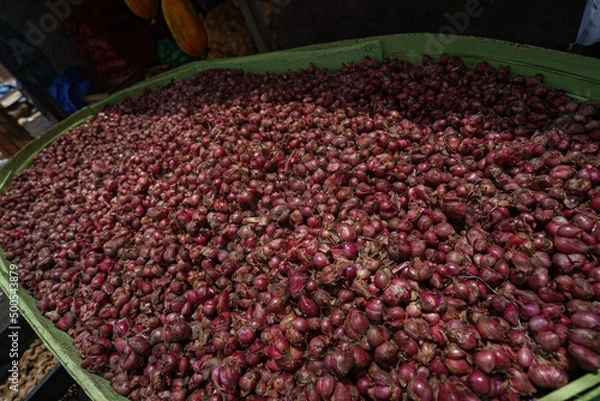 Obraz Pile of shallot in the market