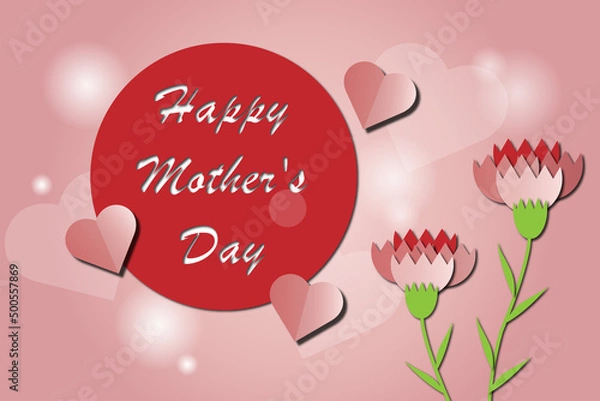 Fototapeta background for mother's day with paper cut effect carnation