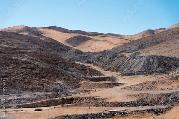 Fototapeta Horizontal view from the lookout point of the San Jose Mine, Chile