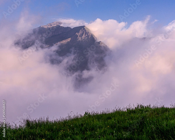Obraz mountain landscape through the sea of clouds