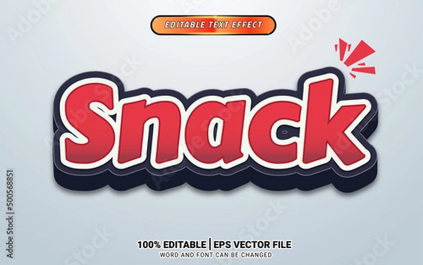 Fototapeta Snack crunchy red 3d text effect template design