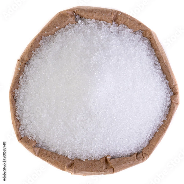 Fototapeta citric acid in a paper bag on a white background