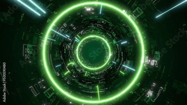 Fototapeta トンネル VJ リング 基地 サイバー 緑 [別Verあり]