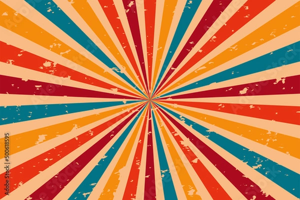Fototapeta Circus retro color background Sunburst Old carnival circus banners vector festival arrow entertainment illustration
