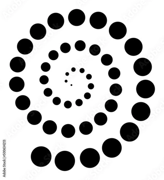 Obraz Dotted spiral structure. Spiral is designed with black circles.