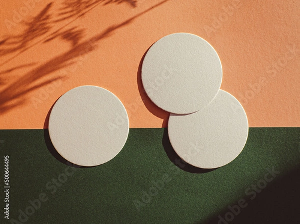 Fototapeta Tropical, boho paper coaster Mock-up