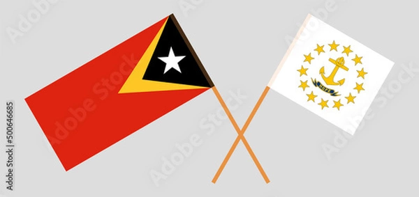 Obraz Crossed flags of East Timor and the State of Rhode Island. Official colors. Correct proportion