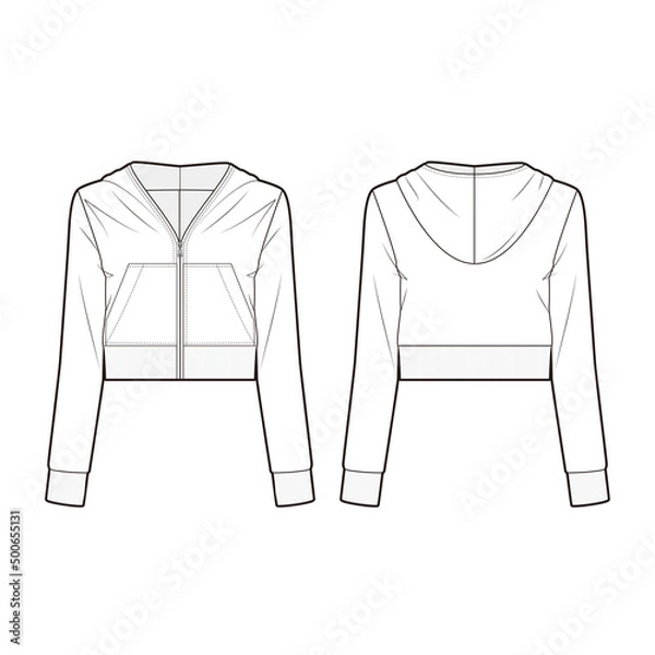 Obraz Women's cropped track jacket fashion vector sketch, Apparel template /Illustrator CC