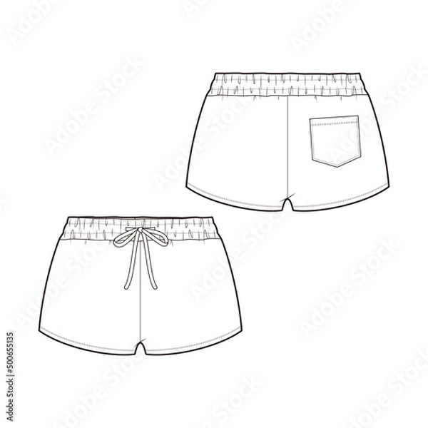 Obraz Women's jersey shorts fashion vector sketch / Illustrator CC